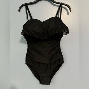 Kona Sol Women’s Medium Black Bathing Suit Slimming Tummy Concealer Excellent